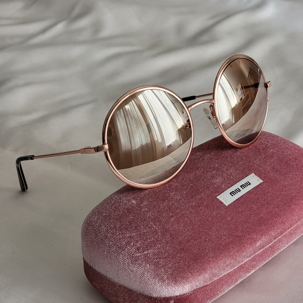 Brian Atwood Rose Gold Round  Sunglasses